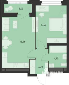1-к квартира, вторичка, 43м2, 19/22 этаж