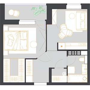1-к квартира, строящийся дом, 41м2, 15/23 этаж