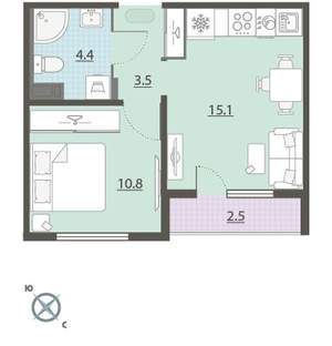 1-к квартира, вторичка, 36м2, 11/24 этаж