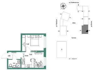 2-к квартира, строящийся дом, 30м2, 19/24 этаж