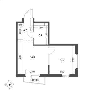 1-к квартира, вторичка, 33м2, 7/15 этаж