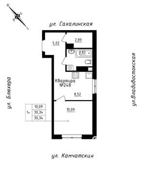 Студия квартира, строящийся дом, 30м2, 21/25 этаж