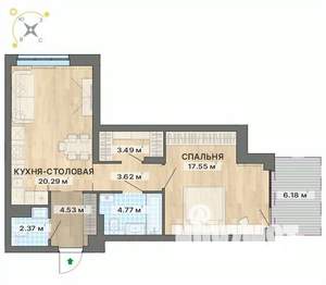 1-к квартира, строящийся дом, 63м2, 2/29 этаж