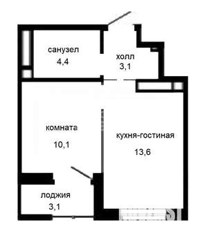 1-к квартира, вторичка, 31м2, 2/16 этаж