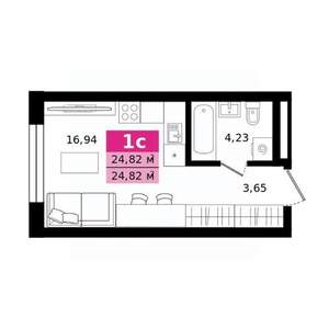 Студия квартира, строящийся дом, 25м2, 2/27 этаж