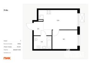 1-к квартира, вторичка, 31м2, 18/29 этаж