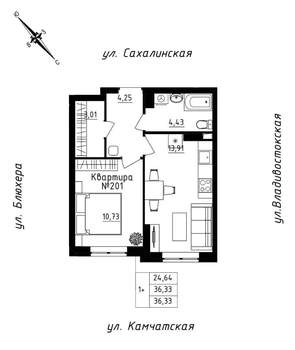1-к квартира, вторичка, 36м2, 17/25 этаж