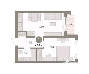 1-к квартира, вторичка, 47м2, 2/8 этаж