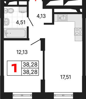 1-к квартира, вторичка, 38м2, 11/25 этаж