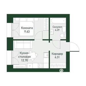 1-к квартира, вторичка, 32м2, 3/4 этаж