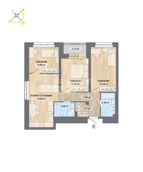 3-к квартира, сданный дом, 75м2, 15/30 этаж