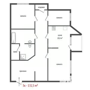 3-к квартира, вторичка, 133м2, 8/13 этаж