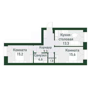 2-к квартира, вторичка, 62м2, 3/4 этаж