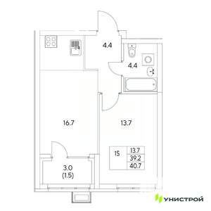 1-к квартира, вторичка, 41м2, 6/31 этаж