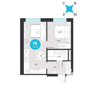1-к квартира, вторичка, 35м2, 3/23 этаж