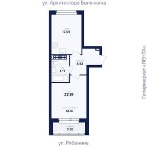 1-к квартира, вторичка, 37м2, 11/26 этаж