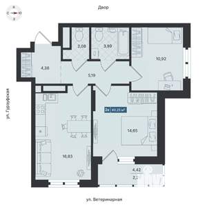 2-к квартира, вторичка, 61м2, 4/24 этаж