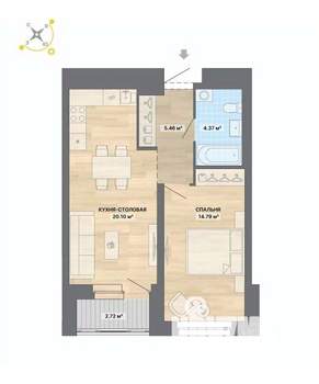 1-к квартира, вторичка, 47м2, 7/30 этаж