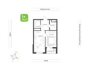 1-к квартира, вторичка, 46м2, 10/24 этаж