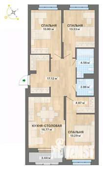 3-к квартира, вторичка, 92м2, 4/15 этаж