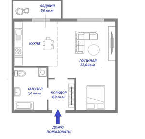 Студия квартира, вторичка, 30м2, 5/11 этаж
