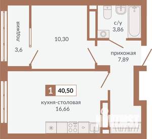 1-к квартира, вторичка, 41м2, 22/23 этаж