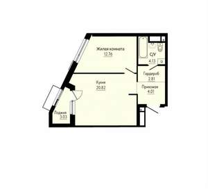 1-к квартира, вторичка, 46м2, 14/31 этаж