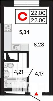 Студия квартира, вторичка, 22м2, 3/25 этаж