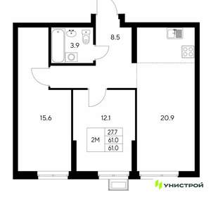 2-к квартира, вторичка, 61м2, 5/30 этаж