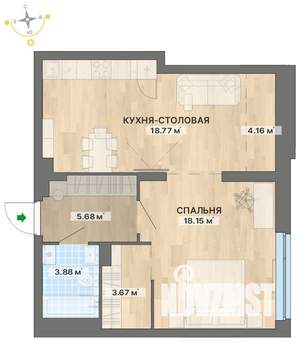 1-к квартира, строящийся дом, 54м2, 3/29 этаж
