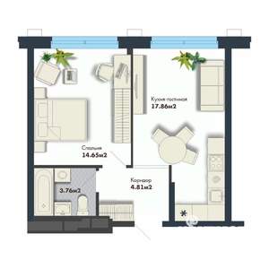 1-к квартира, вторичка, 41м2, 15/25 этаж