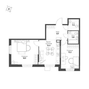 2-к квартира, строящийся дом, 63м2, 5/16 этаж