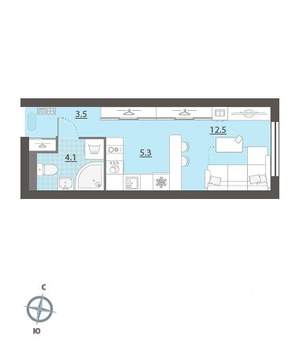 Студия квартира, вторичка, 25м2, 12/32 этаж