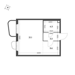 Студия квартира, вторичка, 34м2, 2/11 этаж