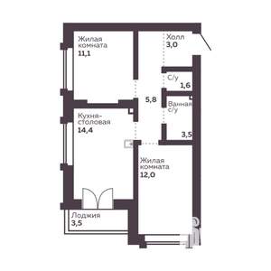 2-к квартира, вторичка, 52м2, 28/30 этаж