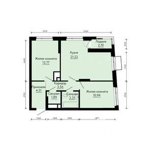 2-к квартира, строящийся дом, 59м2, 10/31 этаж