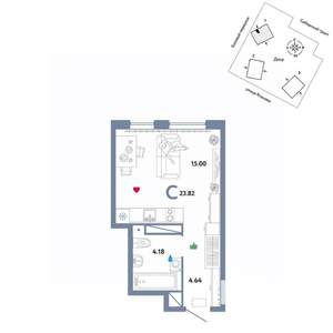Студия квартира, вторичка, 24м2, 26/32 этаж