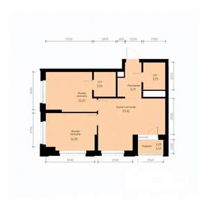 2-к квартира, строящийся дом, 57м2, 23/30 этаж