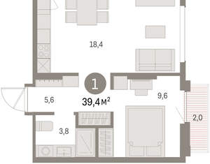 1-к квартира, вторичка, 39м2, 3/9 этаж