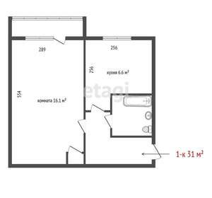 1-к квартира, вторичка, 31м2, 5/5 этаж