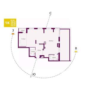 Студия квартира, строящийся дом, 102м2, 20/20 этаж