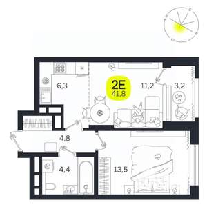 2-к квартира, вторичка, 42м2, 18/27 этаж