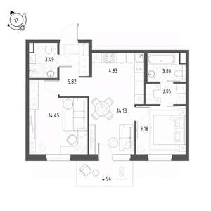 3-к квартира, вторичка, 60м2, 6/22 этаж