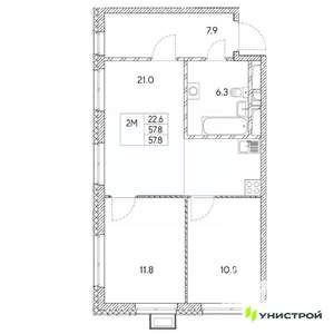 2-к квартира, вторичка, 58м2, 13/31 этаж