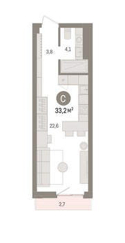 Студия квартира, вторичка, 33м2, 10/25 этаж