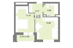 1-к квартира, вторичка, 35м2, 9/22 этаж