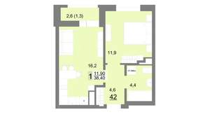 1-к квартира, вторичка, 38м2, 6/26 этаж