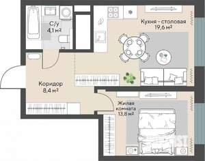 1-к квартира, вторичка, 46м2, 10/30 этаж