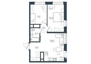 2-к квартира, вторичка, 50м2, 7/25 этаж