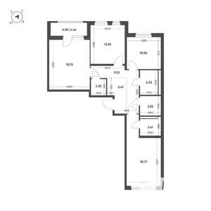 3-к квартира, вторичка, 93м2, 8/10 этаж